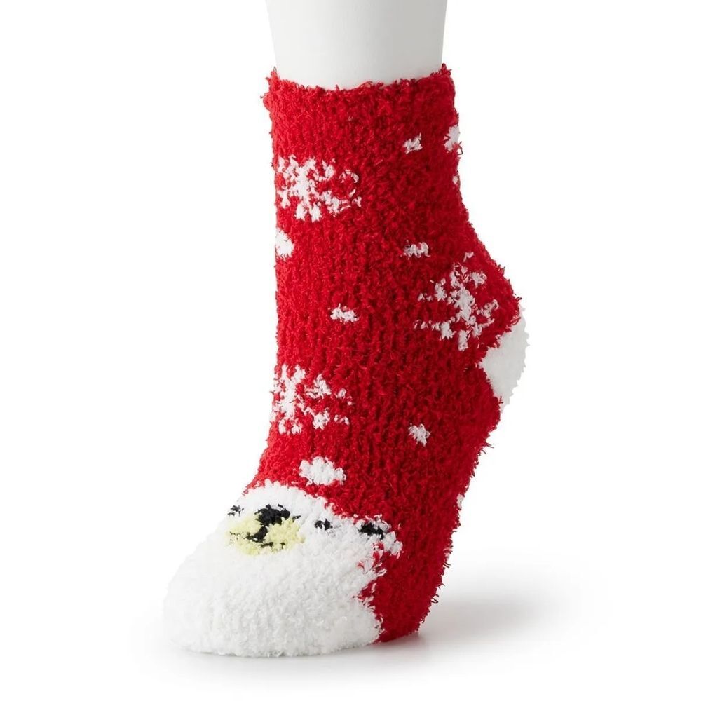 🔹️NWT Cozy Red & White Polar Bear & Snowflake Crew Socks